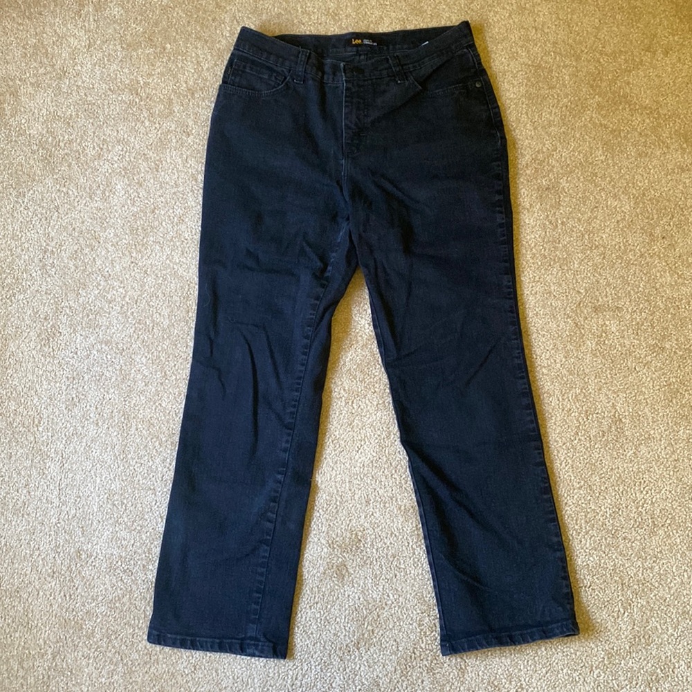 LEE CLASIC STRAIGHT LEG BLACK JEANS 6 s petite short